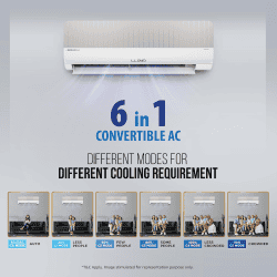 Lloyd Stylus 6 in 1 Convertible 1.5 Ton Inverter Split Smart AC | 3 Star | White and Grey | GLS18V3KOGSY