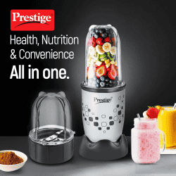 Prestige NutriMix 2.0 Mixer Grinder | 350W | 2 Multipurpose Jars | Black & Grey