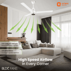 Orient Electric EcoTech Supreme Ceiling Fan | 5 Star | 1200 mm | BLDC Motor | Remote | 3 Blade | White
