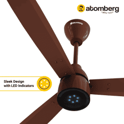 Atomberg Renesa Prime Ceiling Fan | 1200 mm | 3 Blade | BLDC Ceiling Fan with Remote Control & LED Indicators | Gloss Brown