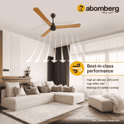 Atomberg Renesa + Ceiling Fan | 1200 mm | BLDC Ceiling Fan with Remote Control & LED Indicators | Golden Oak