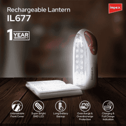 Impex Rechargeable LED Lantern | White & Red | IL 677