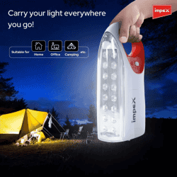 Impex Rechargeable LED Lantern | White & Red | IL 677