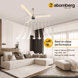 Atomberg Renesa + Ceiling Fan | 1200 mm | BLDC Ceiling Fan with Remote Control & LED Indicators | Metallic Gold