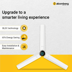 Atomberg Renesa Smart BLDC Ceiling Fan | Remote Control & LED Indicators | 1200 mm | 5 Star | White & Black
