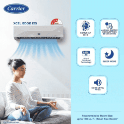 Carrier 1 Ton 3 Star Flexicool Inverter Split AC | Convertible 6 in 1 Cooling | Insta Cool & Smart Energy Display | White | Xcel Edge Exi