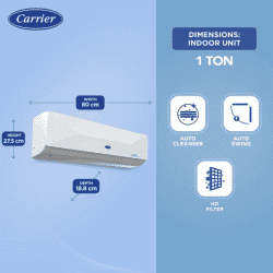 Carrier 1 Ton 3 Star Flexicool Inverter Split AC | Convertible 6 in 1 Cooling | Insta Cool & Smart Energy Display | White | Xcel Edge Exi
