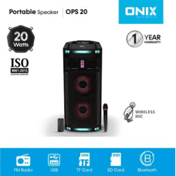 Onix Portable Party Speaker OPS 20 With Wireless Mic 20 W Bluetooth Speaker Mono Channel | Black
