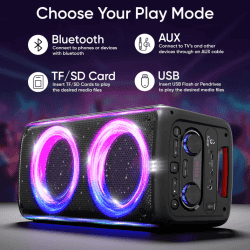 iGear X-Bass 60 Portable Bluetooth Party Speaker | 60W | Wireless Mic for Karaoke | Black