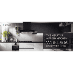 Elica WDFL 906 HAC LTW MS NERO Chimney | 1350 CMH | 90 cm | Auto Clean Curved Glass | Black