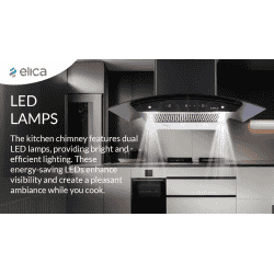 Elica WDFL 906 HAC LTW MS NERO Chimney | 1350 CMH | 90 cm | Auto Clean Curved Glass | Black