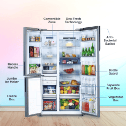 Haier Side by Side Refrigerator | 598L |  3-Star |  Expert Inverter | Grey Onyx Glass | HRT-683GOG-P