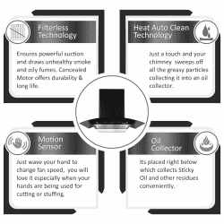 Elica WDFL 906 HAC LTW MS NERO Chimney | 1350 CMH | 90 cm | Auto Clean Curved Glass | Black