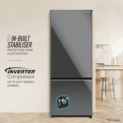 Panasonic Double Door Bottom Mount Refrigerator | 357 L | 2 Star | Prime Convertible 6 Stage Smart Inverter Frost-Free | NR-BK418BGMN