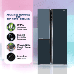 Haier Side by Side Refrigerator | 598L |  3-Star |  Expert Inverter | Grey Onyx Glass | HRT-683GOG-P