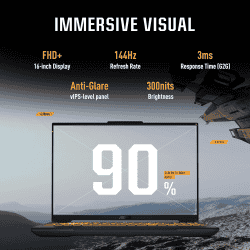 ASUS TUF Gaming F16 Gaming Laptop | Intel Core 5 210H | 16 GB | 512 GB SSD | 4 GB Graphics NVIDIA GeForce RTX 3050A | 144 Hz | Mecha Gray | FX607VB-RL076WS