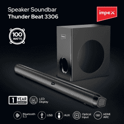Impex Thunder Beat 3306 Soundbar with Subwoofer | 100W |  Bluetooth 5.3 | Wall Mountable | Black