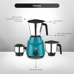 Preethi Prime Mixer Grinder | 3 Jars | 750 Watt I Green | MG-286