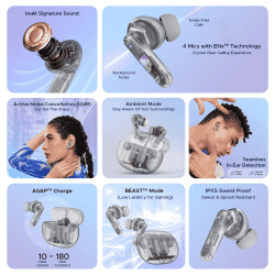 boAt Airdopes 191 ANC Bluetooth Ear Buds | Pellucid White