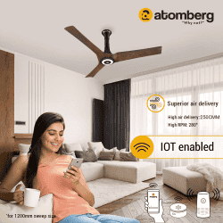 Atomberg Aris Starlight Ceiling Fan | 1200 mm | 3 Blade | BLDC Motor with Remote | Dark Teakwood