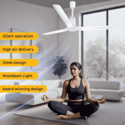 Atomberg Aris Contour Smart Ceiling Fan | 1200 mm | BLDC Motor with Remote | Marble White