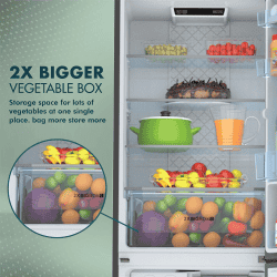 Haier Frost Free Double Door Refrigerator | 300 L | 2 Star | Brushline Silver | HRB-3502BS-P