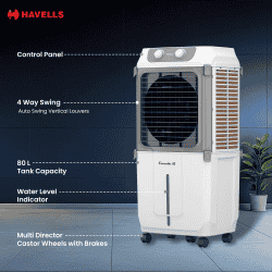 Havells Convertible Desert Air Cooler | 80 L | Grey