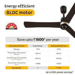 Atomberg Renesa Elite Ceiling Fan | 1200 mm | 3 Blade | BLDC Motor with Remote | Blaze Brown