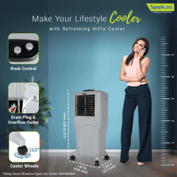 Symphony HiFlo 40 Personal Air Cooler | 40L | Light Grey