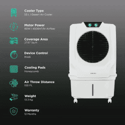 Bajaj Shield Series Specter Air Cooler | 55 L | White