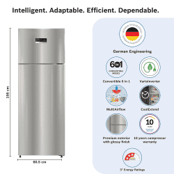 Bosch  Frost Free Double Door Refrigerator | 243L | 3star | Shiney Silver | CTC27S031I