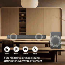 PHILIPS Bluetooth Soundbar | 240W | Dolby Digital Plus | 2.1 Channel | Dark Grey | TAB5309/94