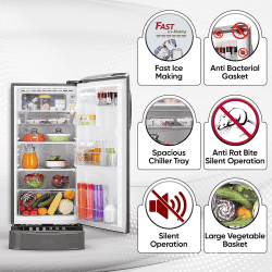LG Single Door Refrigerator | 185 L | 5 Star | Shiny Steel | GL-D201APZU BPZZEBN