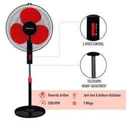 Blueberry JAZZ PRO High Speed Pedestal Fan | 55 Watts | 3 blade | Multi color