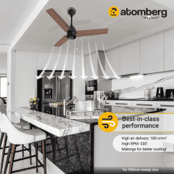 Atomberg Renesa Ceiling Fan | 900 mm | BLDC  with Remote Control & LED Indicators | Matt Brown & Black