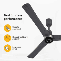 Atomberg Renesa Elite Ceiling Fan | 1200 mm | BLDC  with Remote Control & LED Indicators | Pebble Grey