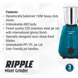 Greenchef Riple Mixer Grinder | 3 Jars | 750 W
