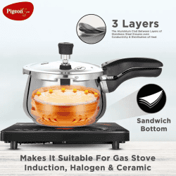 Pigeon Inox Pro Outer Lid Induction Bottom Pressure Cooker | 3 L | Stainless Steel