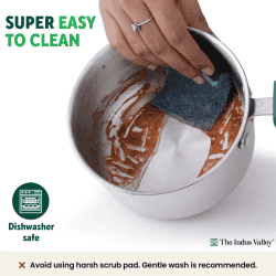The Indus Valley Stainless Steel Bottom Saucepan | 14 cm | Green Bakelite
