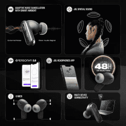 JBL Tune Beam 2 TWS Earbuds | Black | JBLTBEAM2BLK