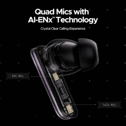boAt Nirvana X TWS Earbuds | AI Noise Cancellation | IPX5 Water Resistant | Smoky Amethyst