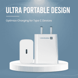 Portronics Adapto 25 Pro Type C Wall Charger | 25W | Type C to Type C Fast Charging Cable | White | POR 1964