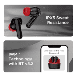 boAt Airdopes Ultra Plus TWS Ear Earbuds | Wireless Earbuds with 50 Hours | Midnight Black