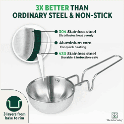 The Indus Valley Triply Stainless Steel Tadka Pan