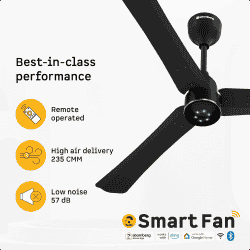 Atomberg Renesa Smart Ceiling Fan | 1200 mm | 3 Blade | Midnight Black