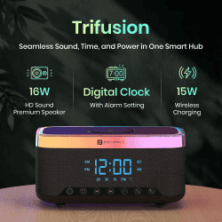 Portronics Trifusion HD Sound Bluetooth Speaker | 16W | 15W Wireless Charging | Black |  POR 2333