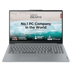 Lenovo IdeaPad Slim 3 Thin and Light Laptop | Ryzen 5 7530U | 8GB | 512GB SSD | Integrated AMD Radeon Graphics | Grey | 82XM00G1IN