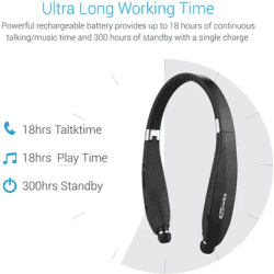 Portronics Harmonics 200 Wireless Stereo Bluetooth Neckband | Black | POR-927