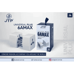 JTP Universal Plug 6AMAX Worldwide J4 Adaptor  | White