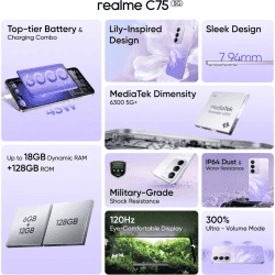 realme C75 5G | 6 GB | 128 GB | Purple Blossom
